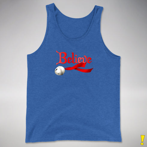 Believe Jingle Bell  Premium Tank Top - Royal Blue Triblend